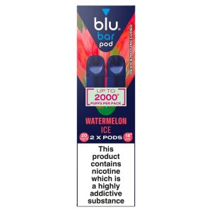 blu bar pod – Watermelon Ice (20 mg/ml Nic Salt E-Liquid, 2 × 2 ml Pods)
